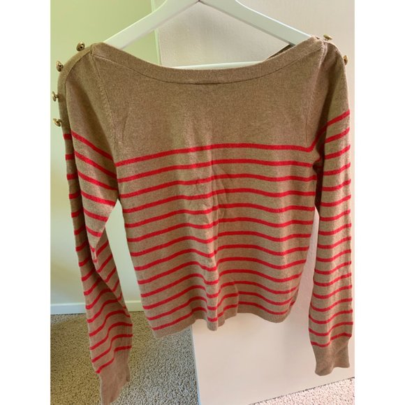 Topshop Camel and Red Striped Sweater - Picture 2 of 5